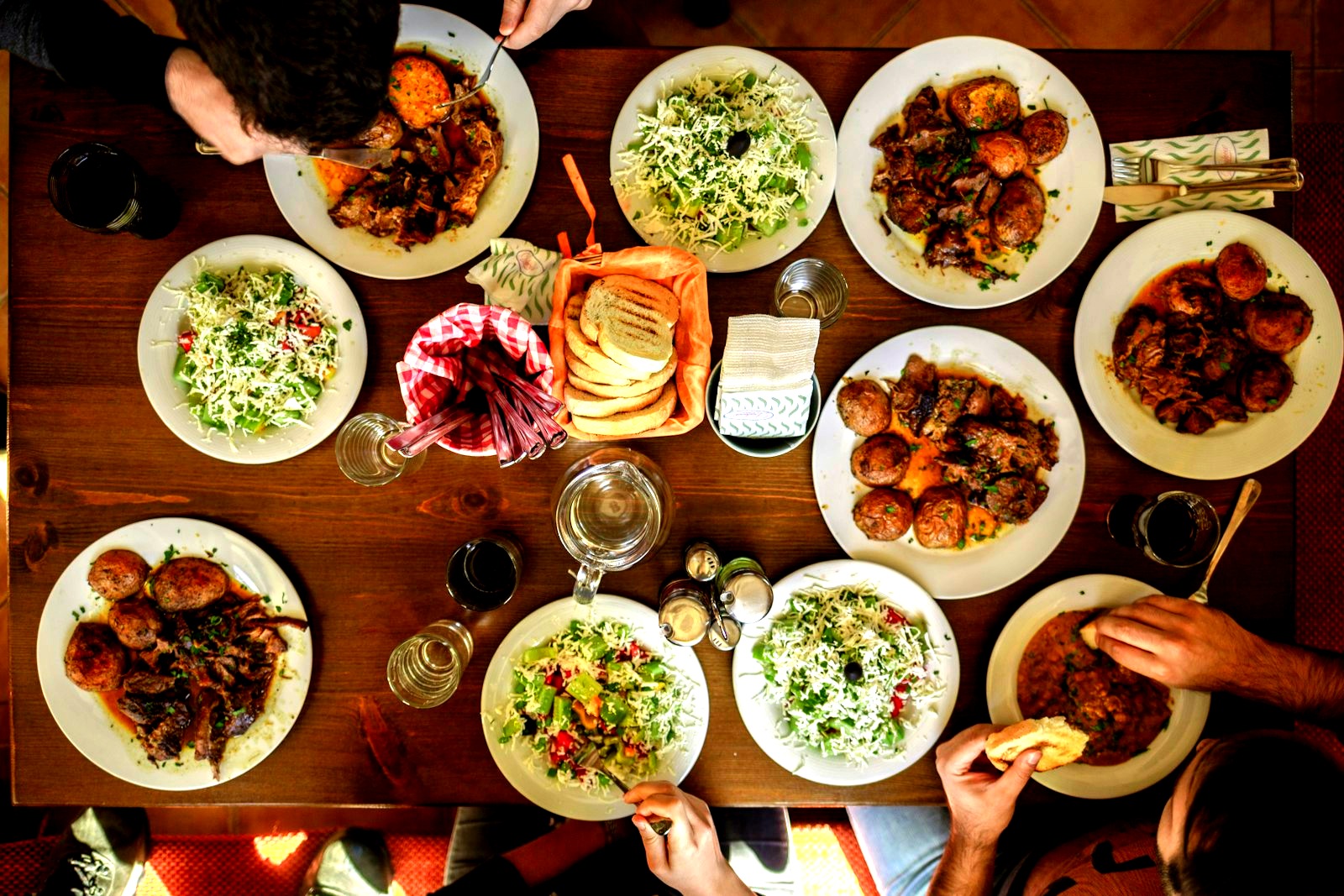 Festive holiday feast table